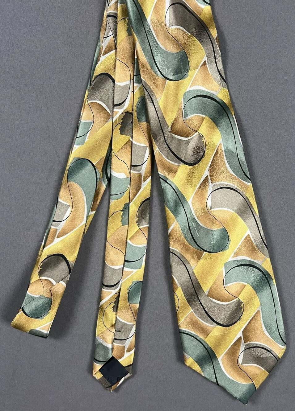 Jerry Garcia Silk Necktie Drummers Collection Thirty-Five Green Gold Abstract Sw
